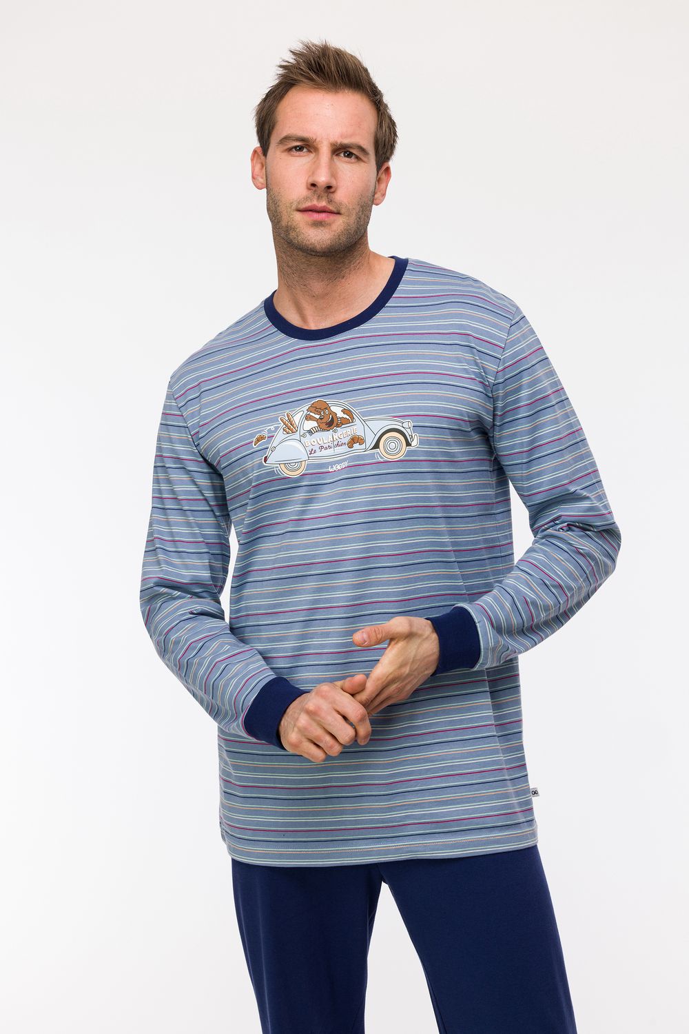 Woody - Jongens-Heren Pyjama, multicolor streep