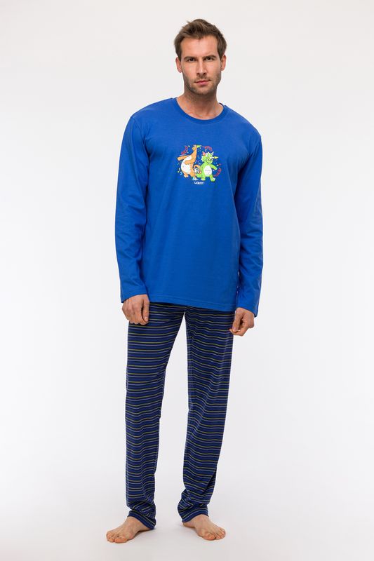Woody - Heren Pyjama - Hoogblauw