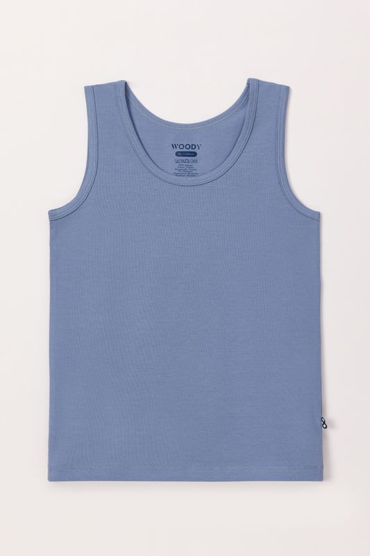 Woody - Jongens Singlet - Jeansblauw