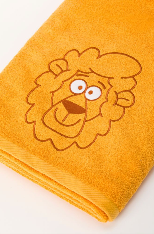 Woody - Set 2 oranje handdoeken en 2 washandjes in badstof - Oranje