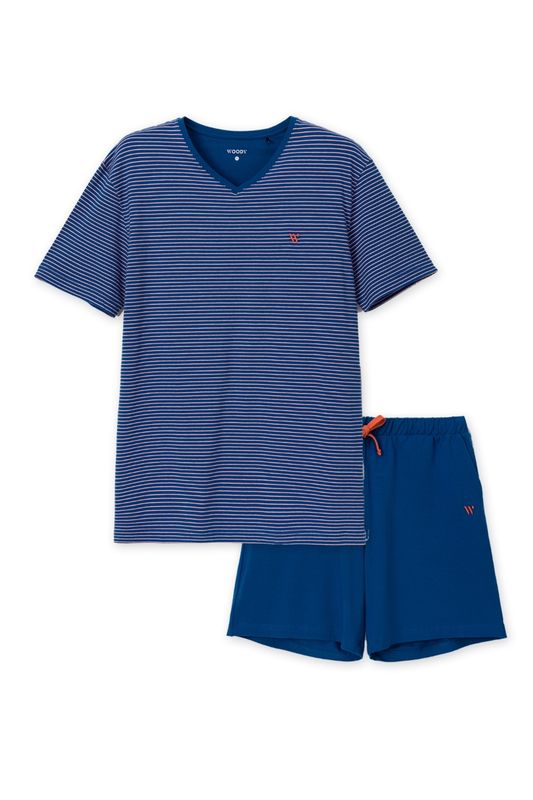 Woody - Heren Pyjama - Marineblauw Gestreept