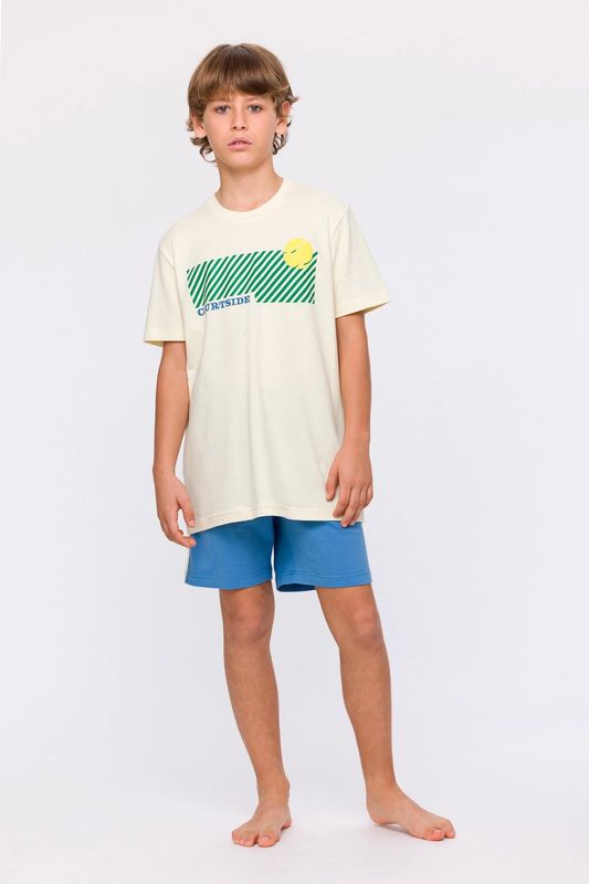 Woody - Heren Pyjama - Gebroken Wit