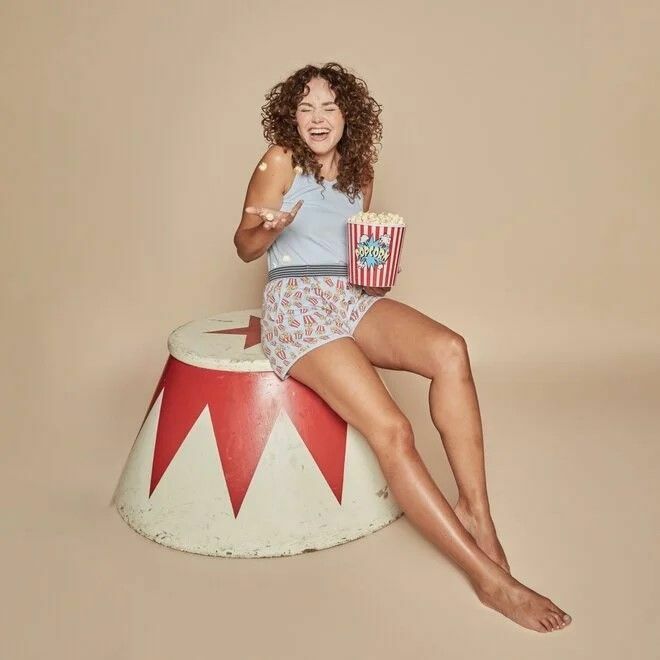 Charlie Choe - Dames Pyjama &quot;Popcorn&quot; - Lichtblauw