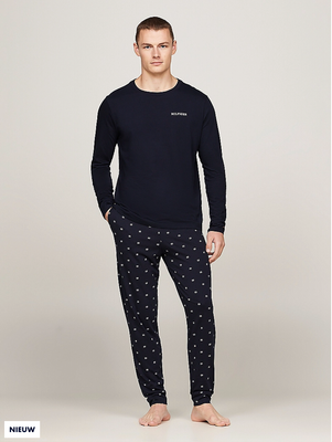 Tommy Hilfiger -  Monotype pyjamaset van jersey - Desert Sky/outline Flag