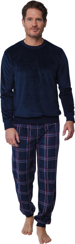 Pastunette - Herenpyjama donkerblauw in streelzachte fleece