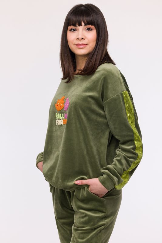 Woody - Meisjes-Dames Pyjama, kakigroen