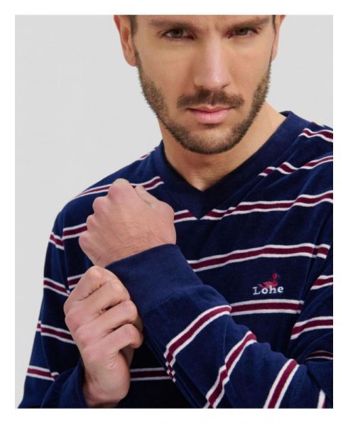Lohe - Herenpyjama - Donkerblauw Gestreept
