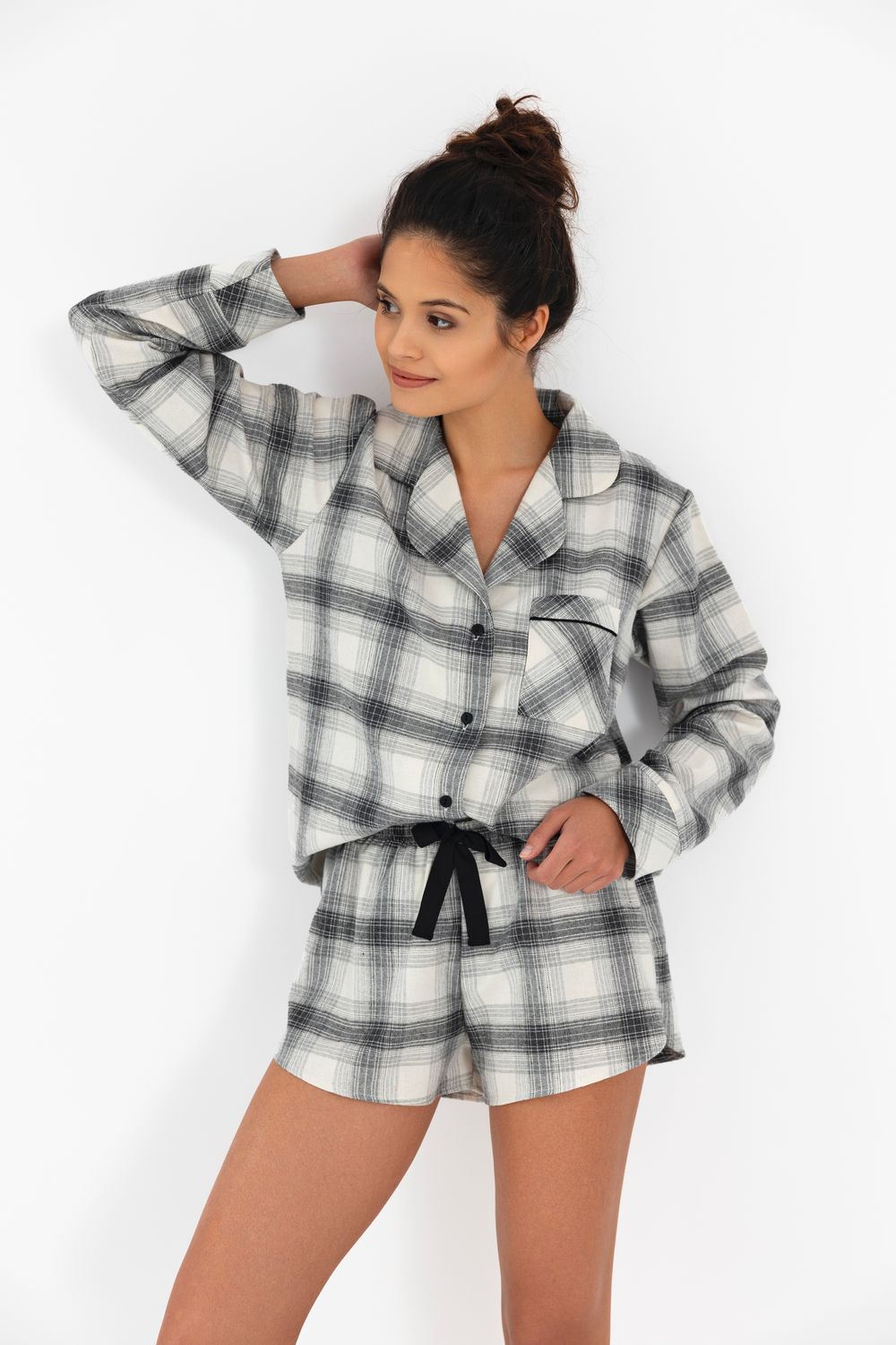 Sensis - Dames Pyjama &quot;Veronica&quot; - Zwart/Wit Geruit