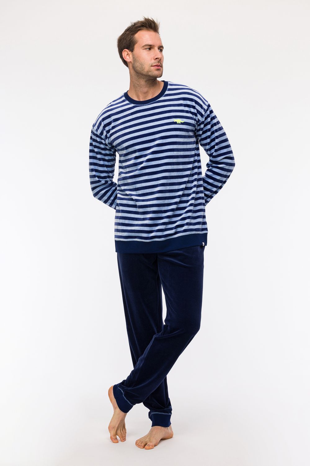 Woody - Jongens/Heren Pyjama - Blauw Gestreept