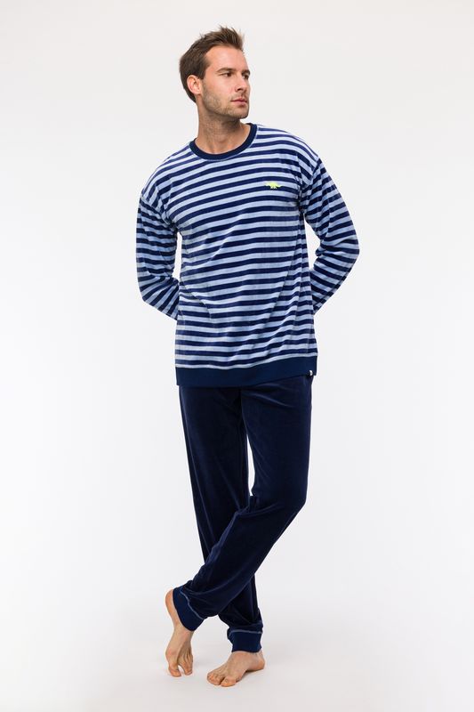 Woody - Jongens/Heren Pyjama - Blauw Gestreept