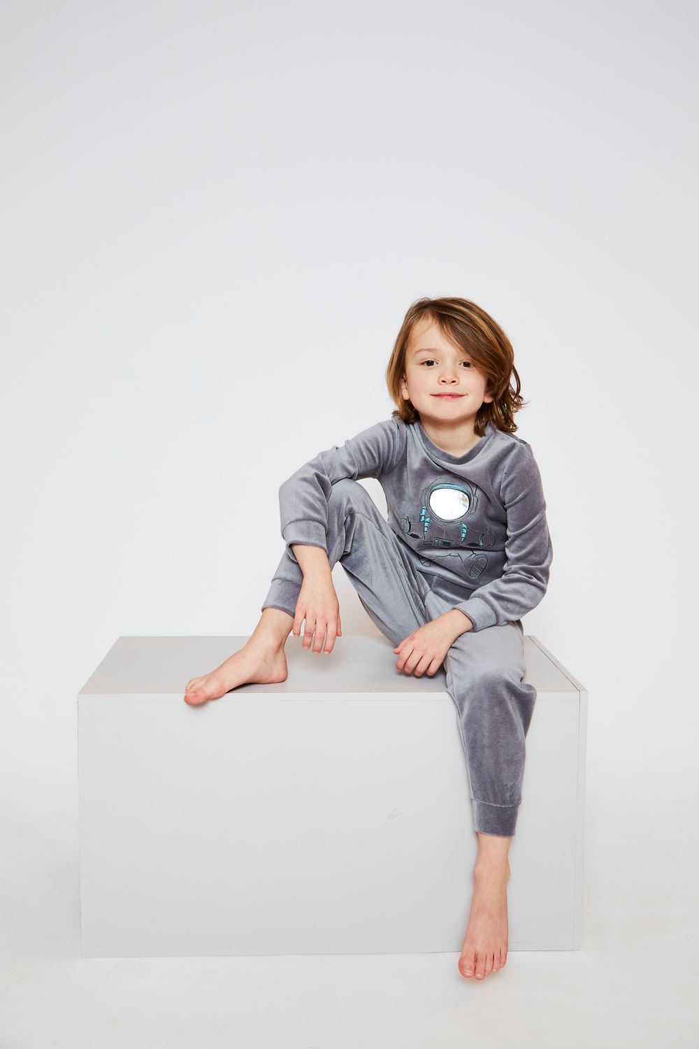 Charlie Choe - Jongens Pyjama in Velours - Grijs
