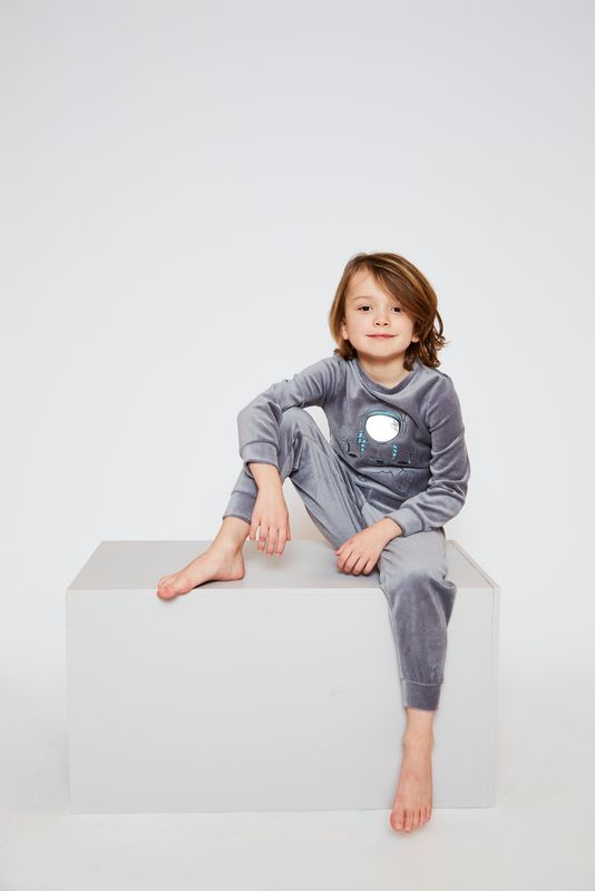 Charlie Choe - Jongens Pyjama in Velours - Grijs