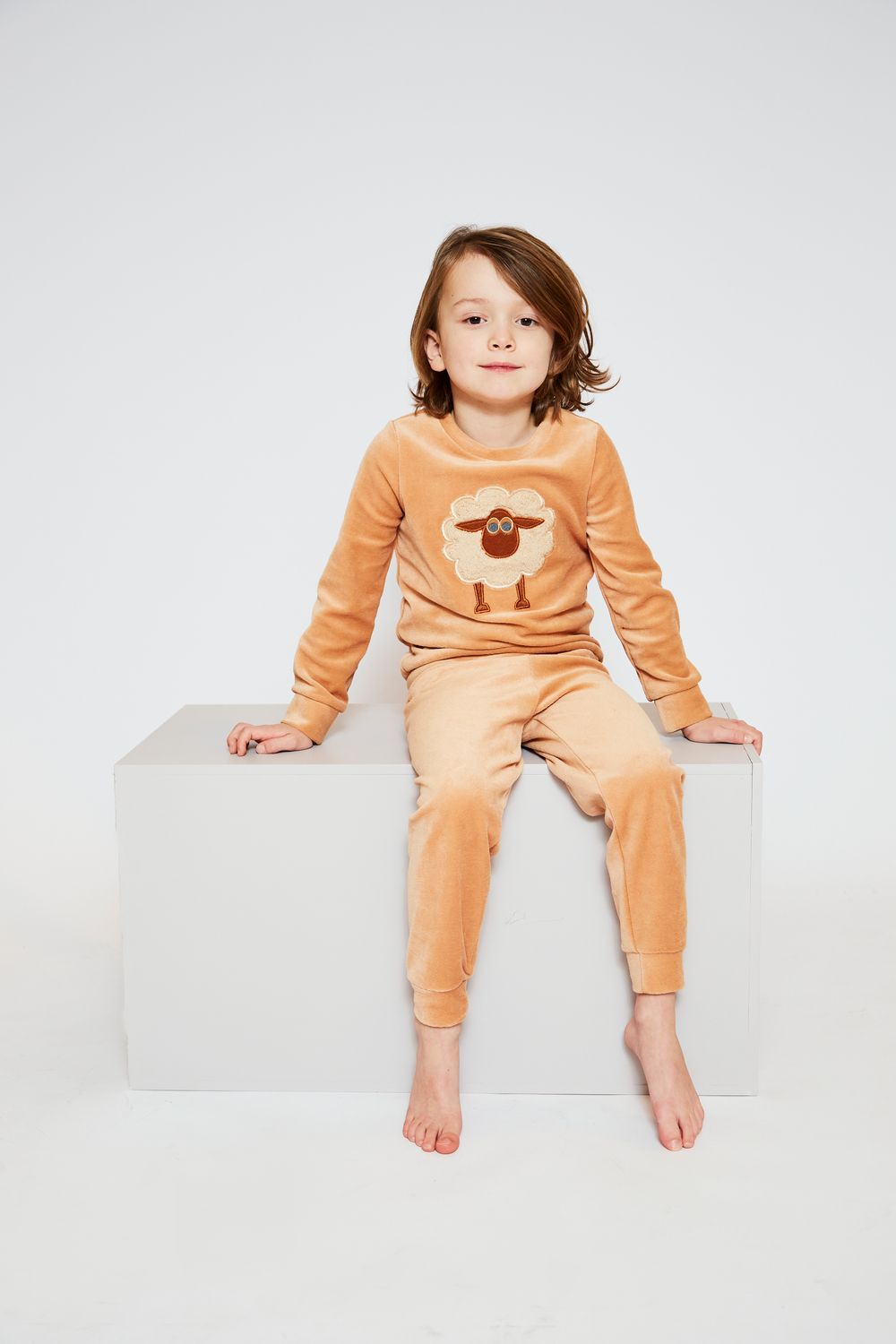 Charlie Choe - Jongens Pyjama in Velours - Camel