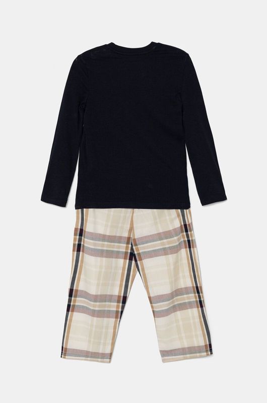Tommy Hilfiger Boys’ Pyjama – Navy Logo Longsleeve + Soft Check Pants – Premium Comfort &amp; Timeless Style