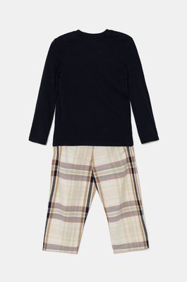 Tommy Hilfiger Boys’ Pyjama – Navy Logo Longsleeve + Soft Check Pants – Premium Comfort &amp; Timeless Style