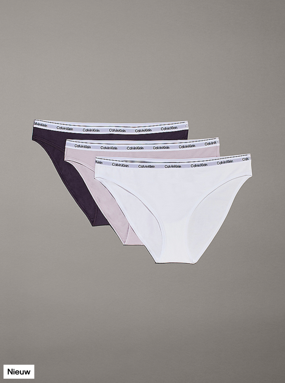 Calvin Klein - 3-pack Bikini Slips &quot;Cotton Stretch&quot; - Aubergine/Lila/Wit