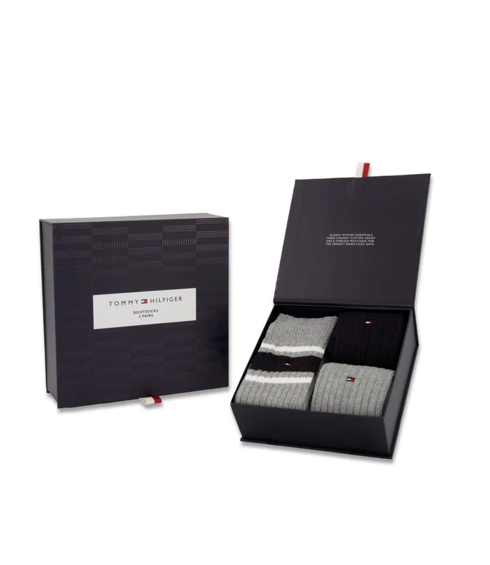 Tommy Hilfiger - Giftbox met 3 paar Bootsocks - Grey Melange