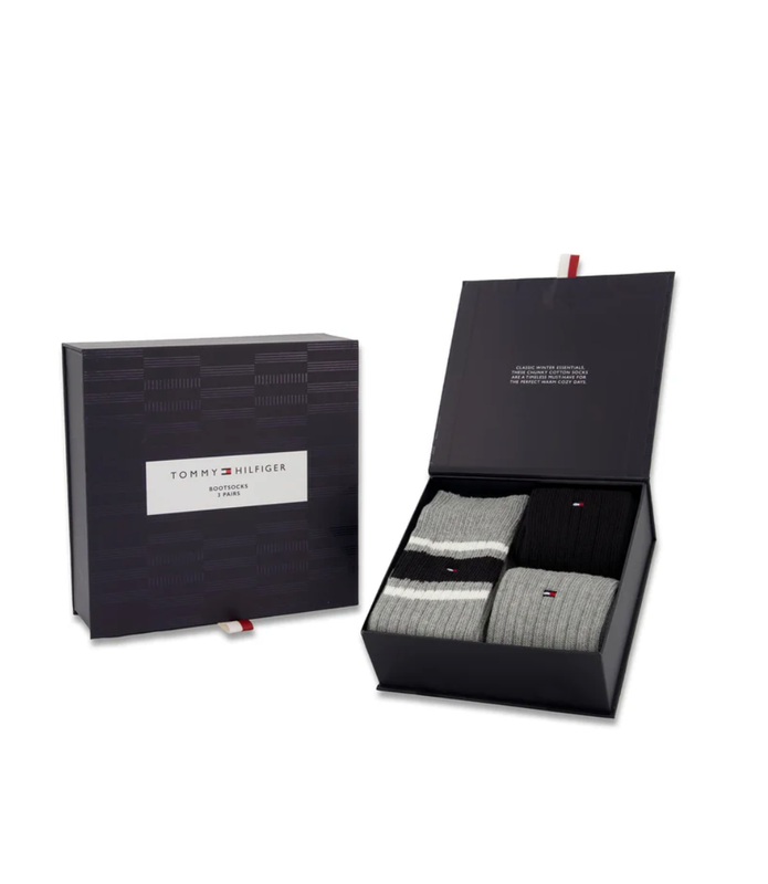 Tommy Hilfiger - Giftbox met 3 paar Bootsocks - Grey Melange