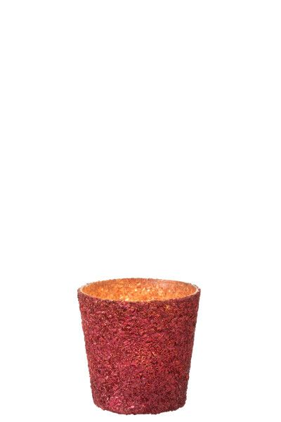 J-LINE Theelicht - Glitter Fushia S (10x10x10cm)