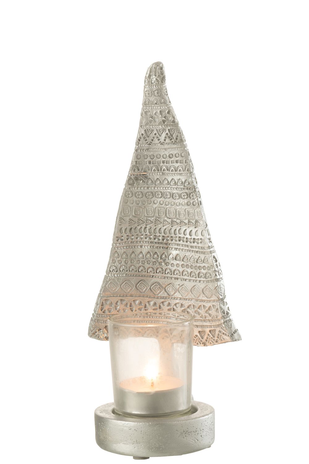 J-LINE - Kaarshouder Kerstboom Poly Zilver Large