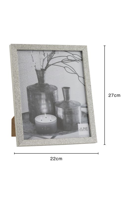 J-LINE - Fotokader 20X25 Glitter Hout Zilver Large (22x1.5x27cm)
