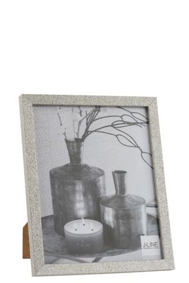 J-LINE - Fotokader 20X25 Glitter Hout Zilver Large (22x1.5x27cm)