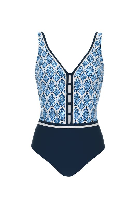 Sunflair - Badpak - Wit Met Blauw Motief