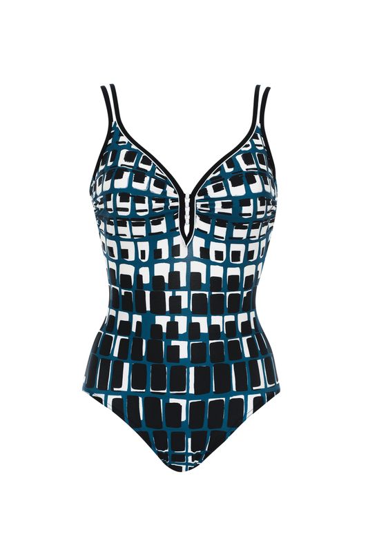 Sunflair - Badpak - Wit/Zwart/Blauw