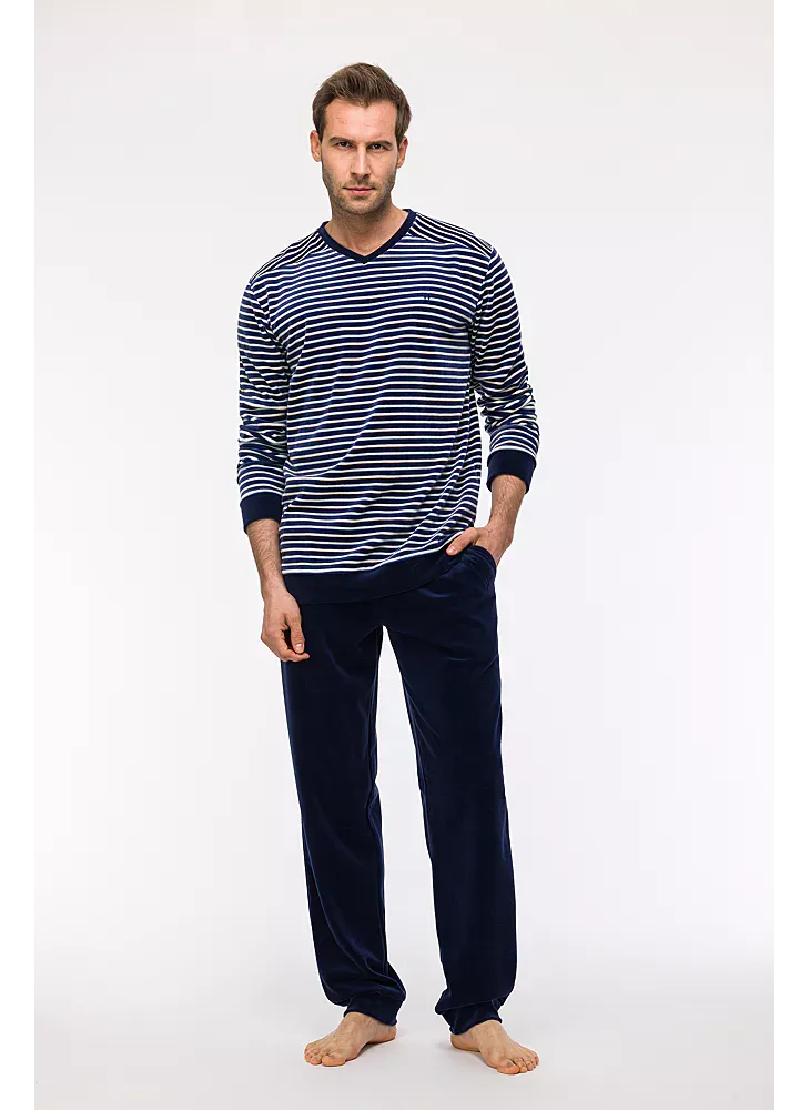 Woody - Jongens/Heren Pyjama - Blauw Gestreept