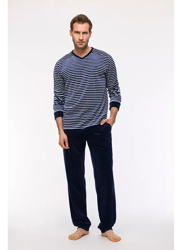 Woody - Jongens/Heren Pyjama - Blauw Gestreept