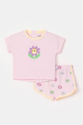 Woody - Baby Meisjes pyjama - Lichtroze