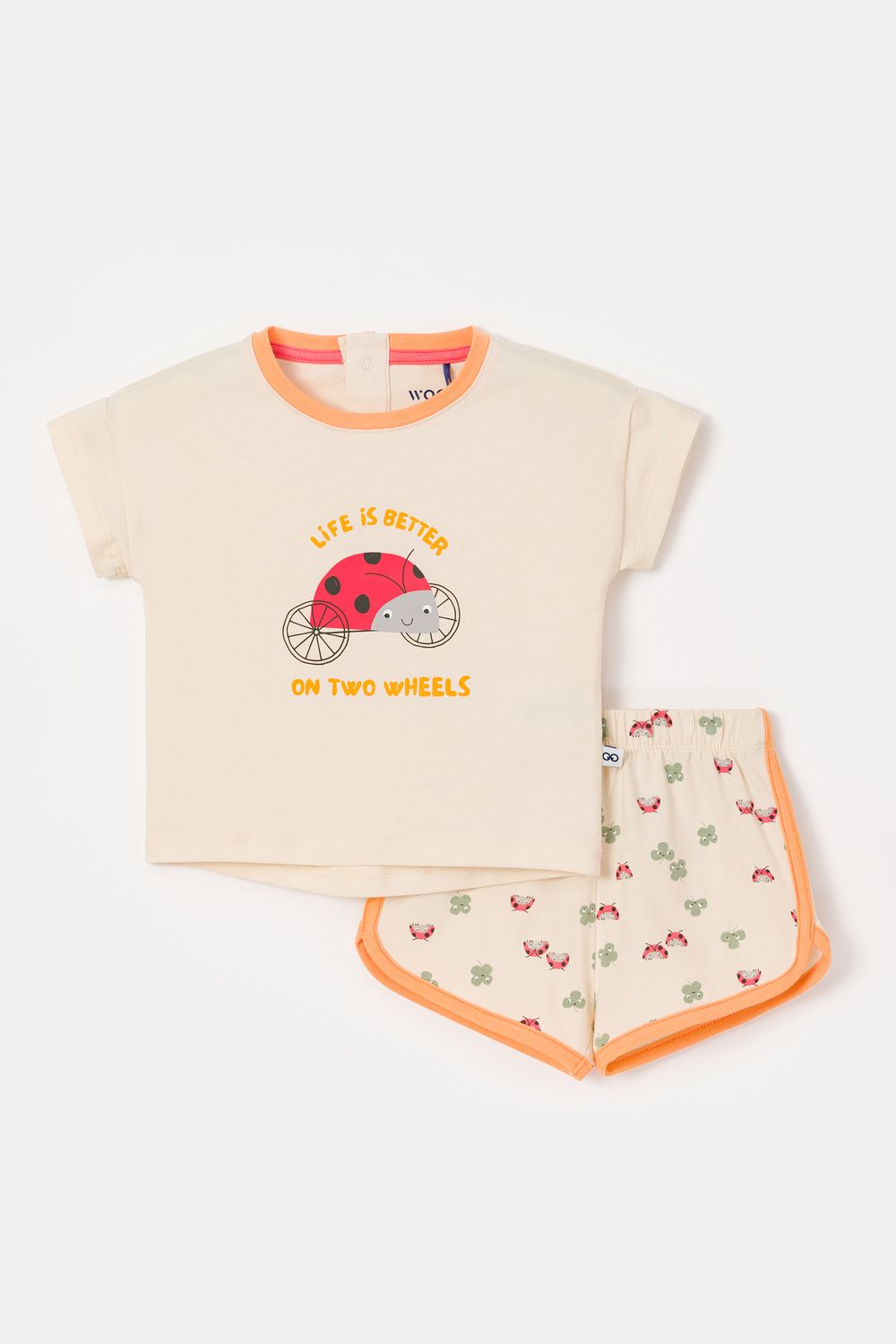 Woody - Baby Meisjes pyjama - Creme