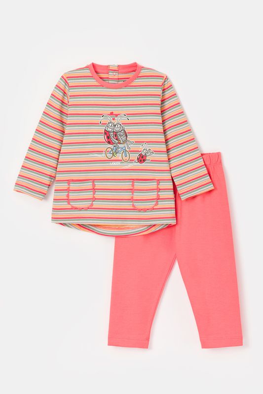 Woody - Baby Meisjes pyjama - Multicolour streep