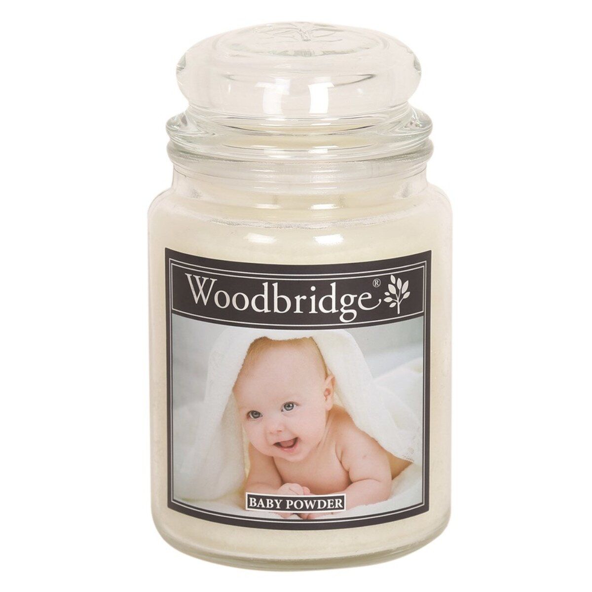 WOODBRIDGE - Poedergeurkaars in glas groot  - Baby Powder  - 565g