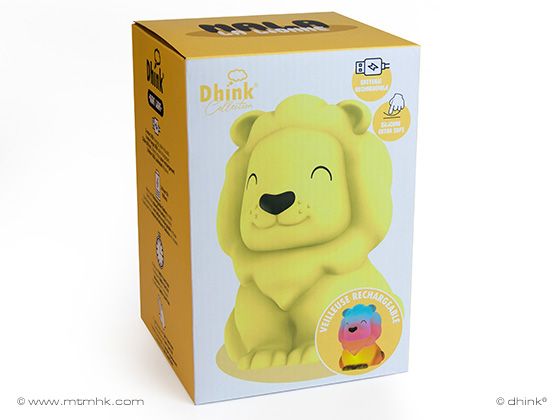 Dhink Collection -  	 Nachtlampje Leeuw (zacht silicone) Oplaadbaar + 15 min. timer + tikfunctie