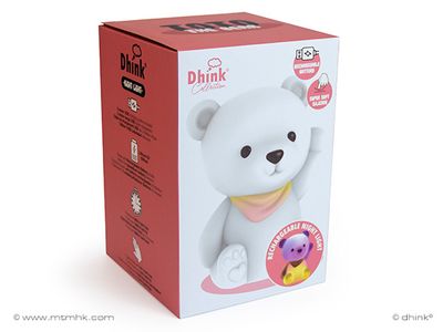 Dhink Collection -  	 Nachtlampje Teddybeer (zacht silicone) Oplaadbaar + 15 min. timer + tikfunctie