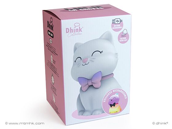 Dhink Collection - Nachtlampje Kat Lulu (zacht silicone) Oplaadbaar + 15 min. timer + tikfunctie