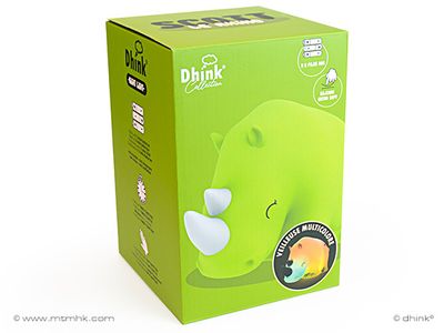 Dhink Collection -  	 Nachtlampje Neushoorn (zacht silicone) + 15 min. timer + tikfunctie