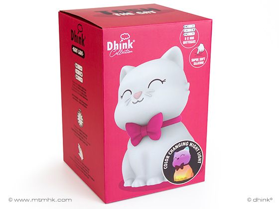 Dhink Collection -  Nachtlampje Kat (zacht silicone) + 15 min. timer + tikfunctie