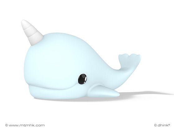 Dhink Collection -   	 Nachtlampje Narwhal (zacht silicone) + 15 min. timer + tikfunctie