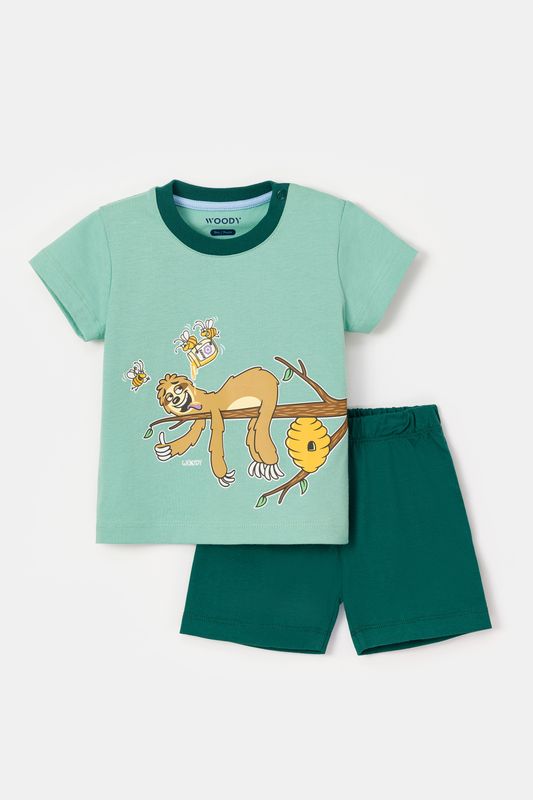 Woody - Baby Jongens Pyjama - Muntgroen