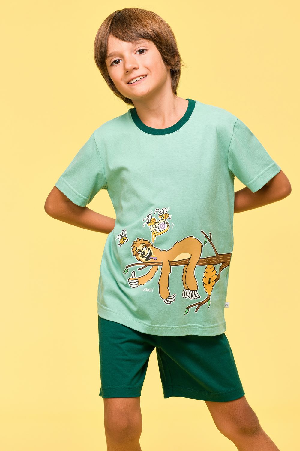 Woody - Jongens/Heren Pyjama - Muntgroen