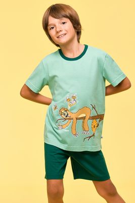 Woody - Jongens/Heren Pyjama - Muntgroen