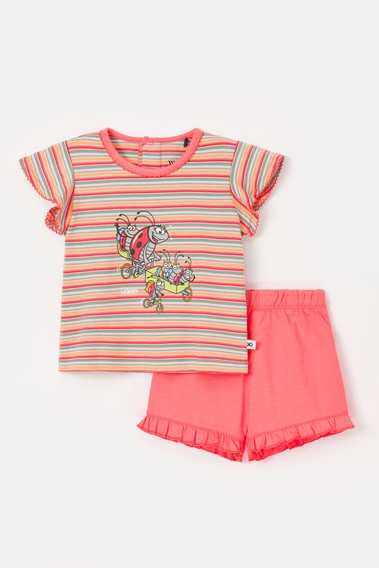 Woody - Baby Meisjes Pyjama - Multicolor Gestreept