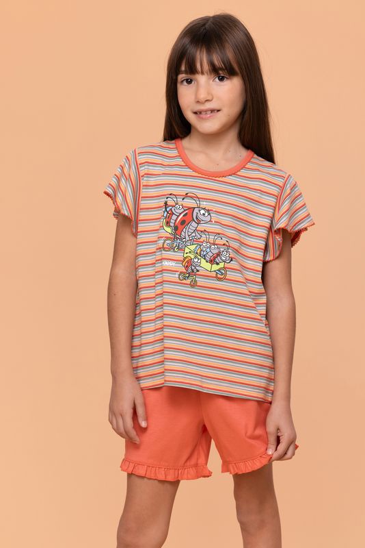 Woody - Meisjes/Dames Pyjama - Multicolor Gestreept