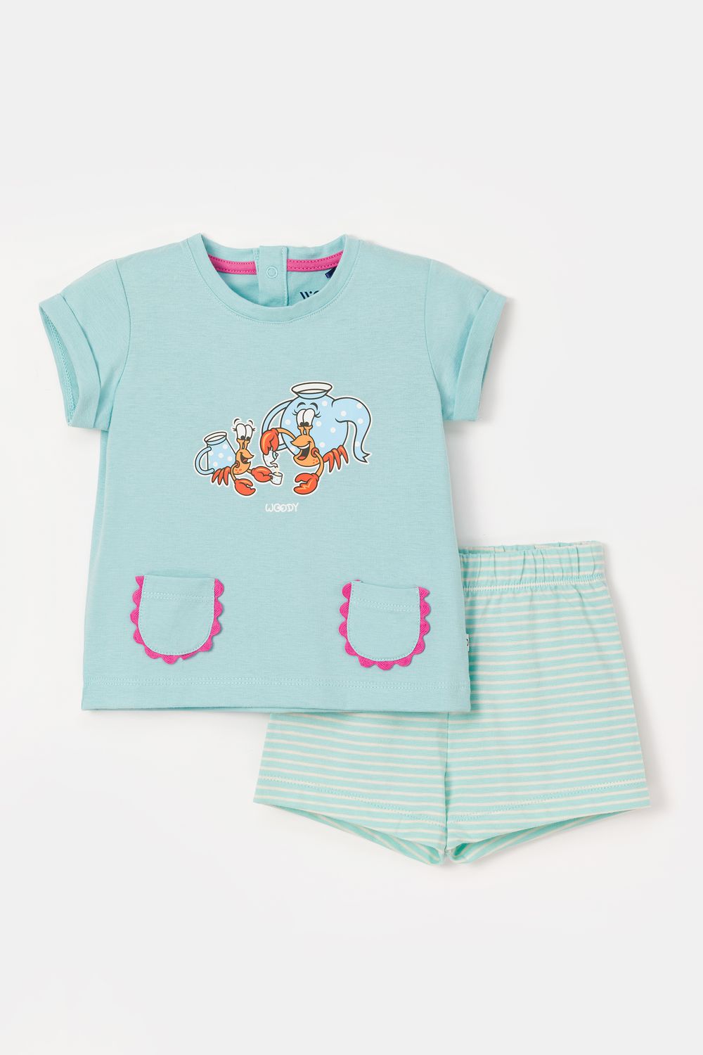 Woody - Baby Meisjes Pyjama - Licht Turquoise