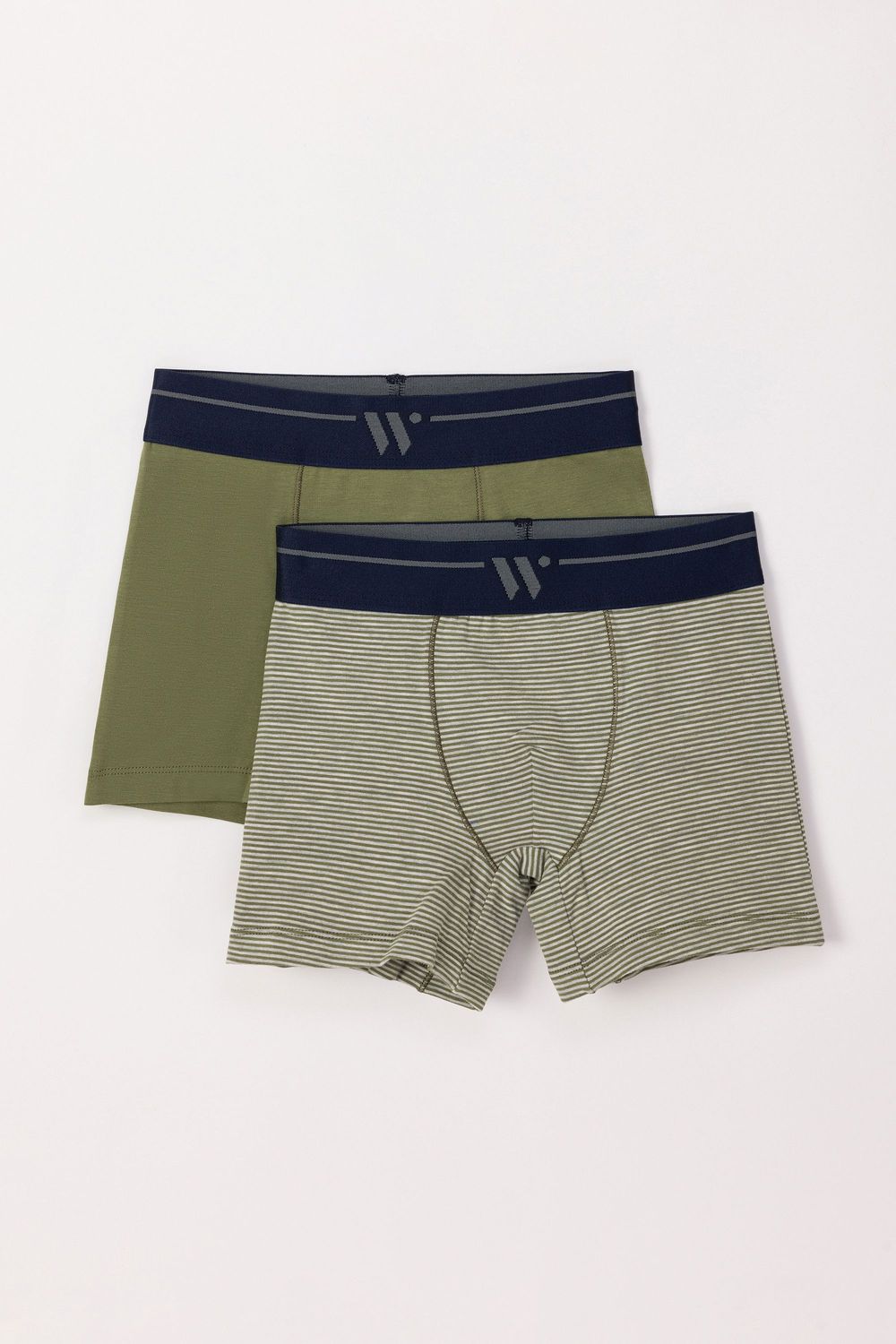 Woody - Duopack Jongens Boxers - Kakigroen/Gestreept