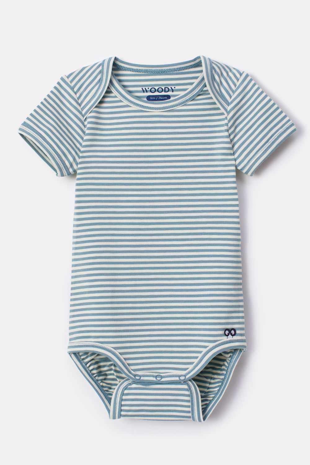 Woody - Body Korte Mouw - Blauw/Ecru Gestreept