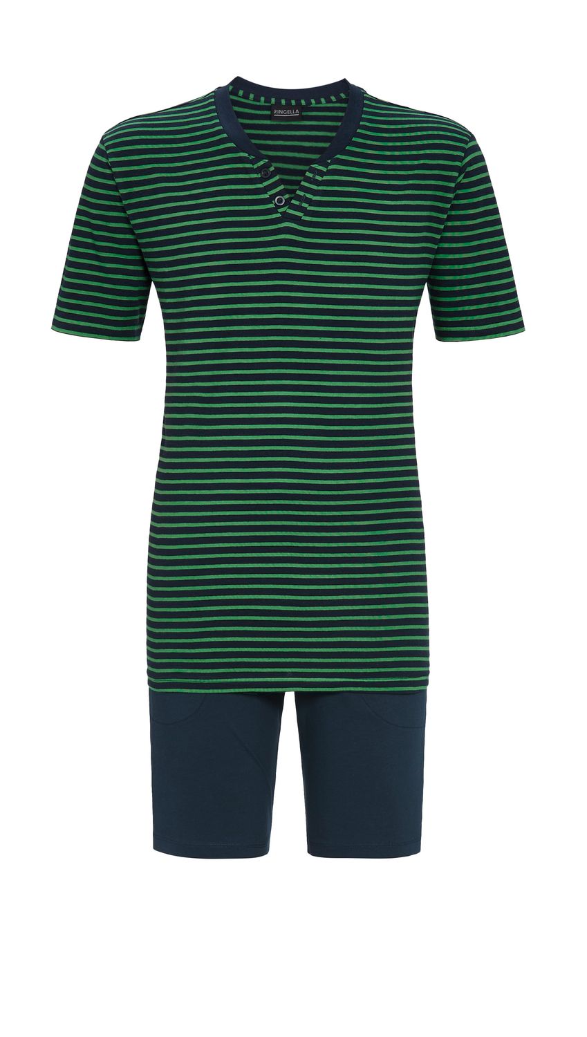 Ringella - Herenpyjama - Donkerblauw/Groen Gestreept