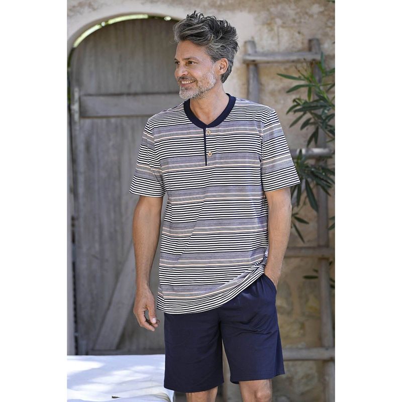 Ringella - Herenpyjama - Blauw/Wit Gestreept